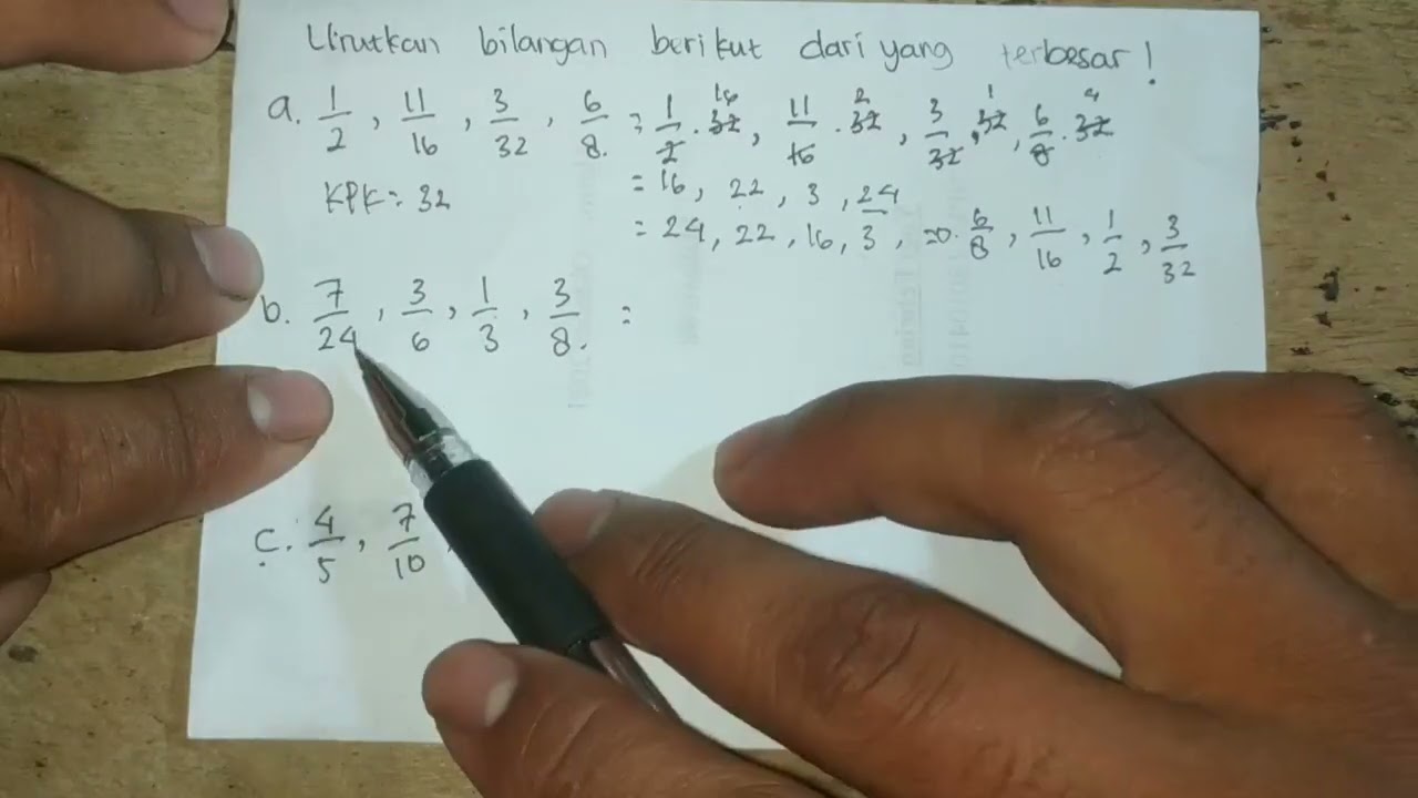 Urutkan Bilangan Berikut Dari Yang Terbesar !