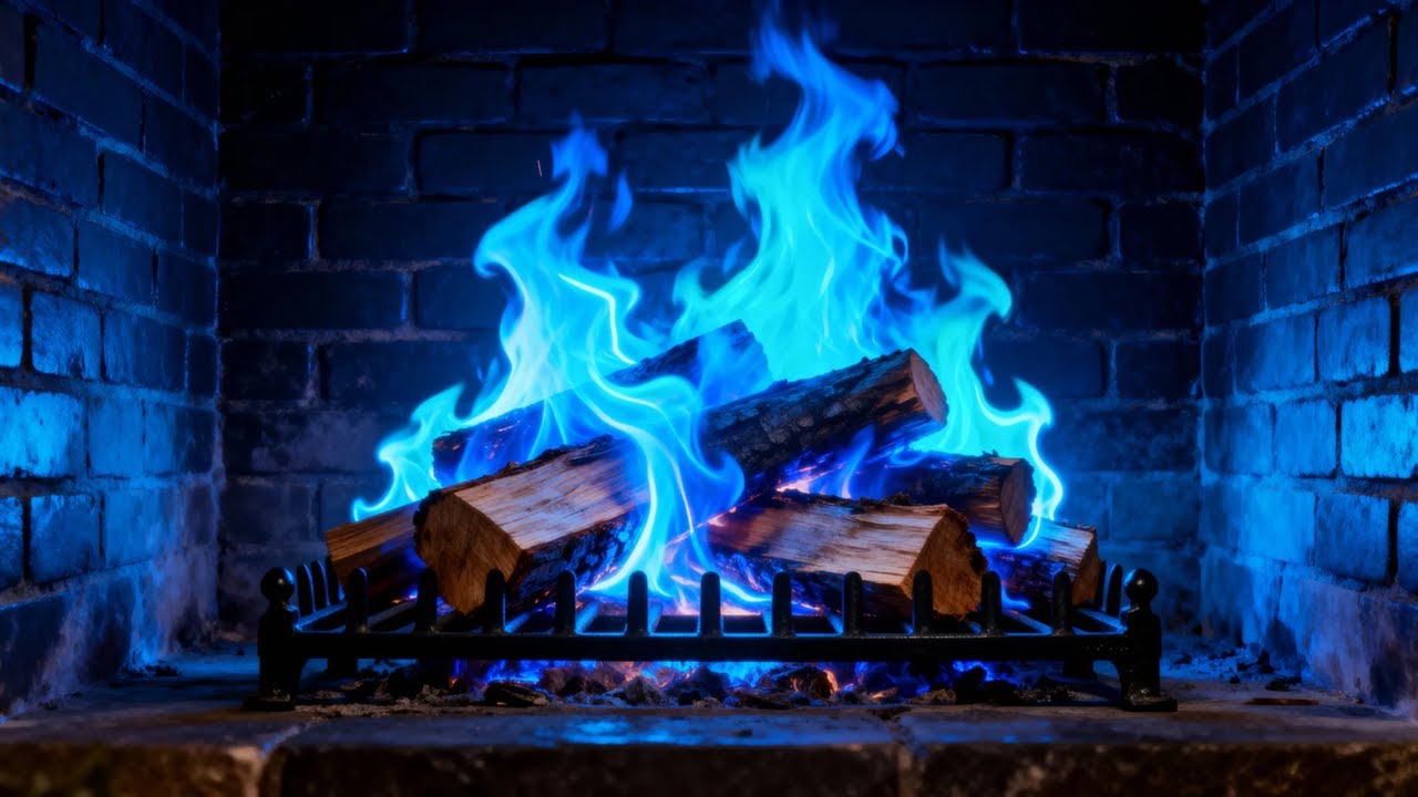 LIVE Cozy Blue Fireplace 🔵 Relaxing Fire Crackling Sounds for Sleep & Stress Relief