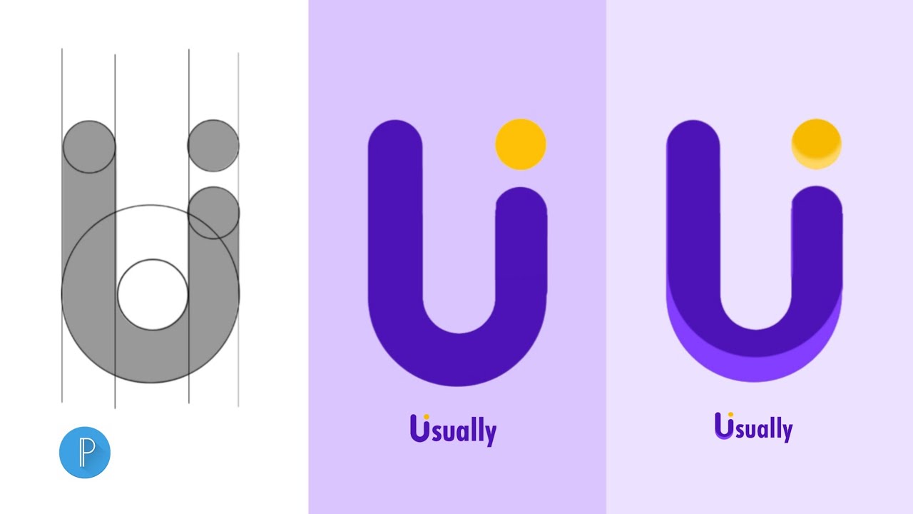U lettermark logo design tutorial on pixellab Smartphone