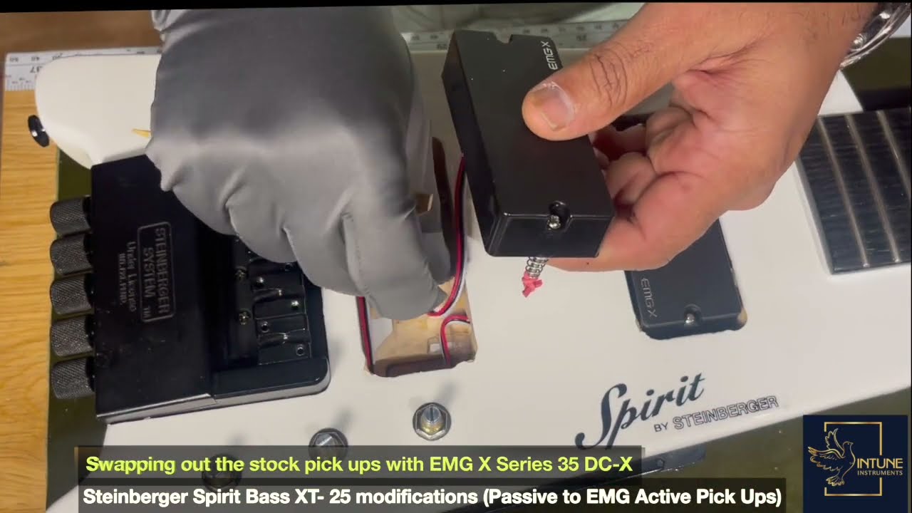 EMG Pick Ups (35 DC-Xi) installed on a Spirit Bass X-25 by Steinberger @ Intune Instruments, Dubai