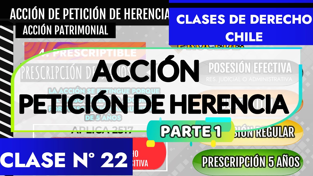 ACCIÓN DE PETICIÓN DE HERENCIA. DERECHO SUCESORIO CHILENO. CLASES DE DERECHO CHILE.