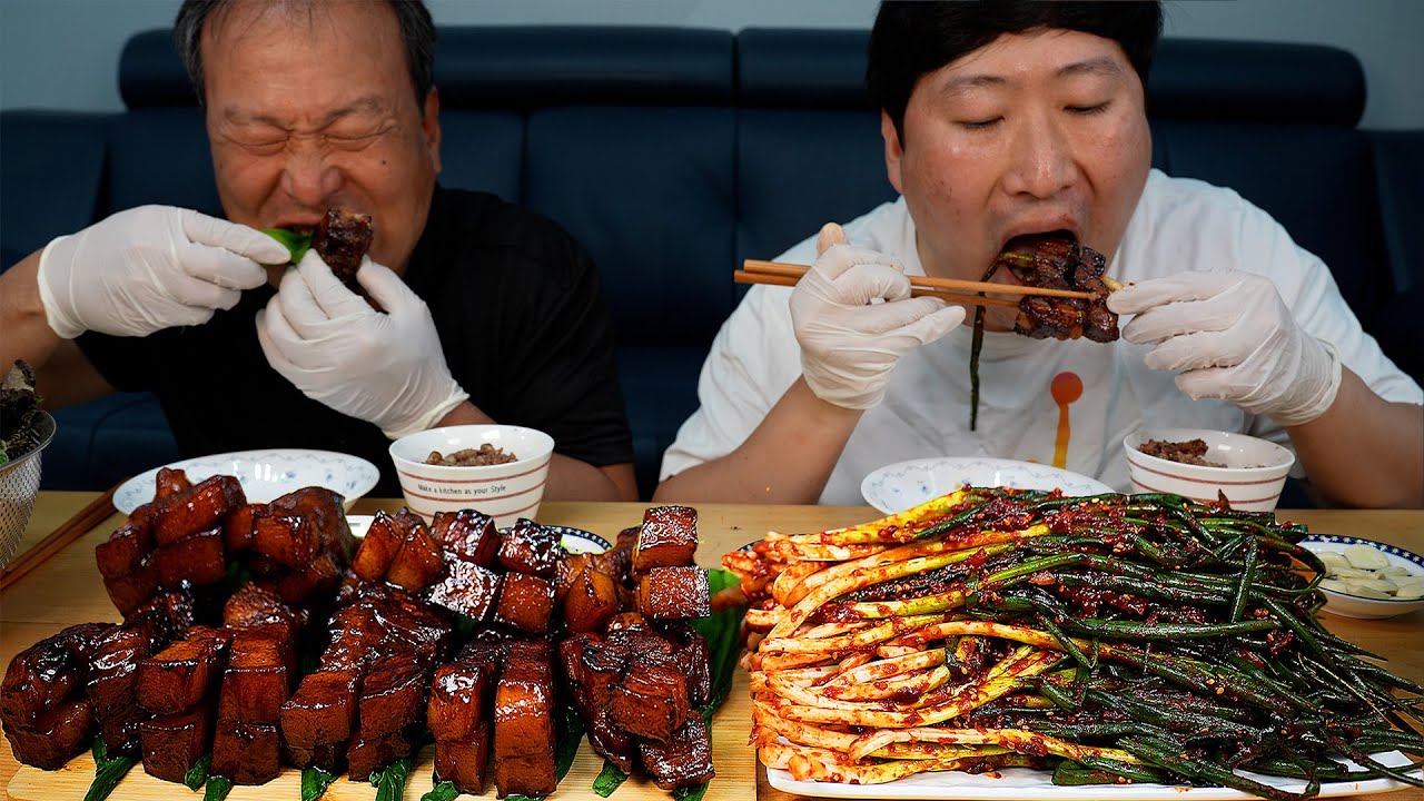 Dongpayuk, Жареная свиная грудинка в соевом соусе - кулинарное шоу Mukbang.