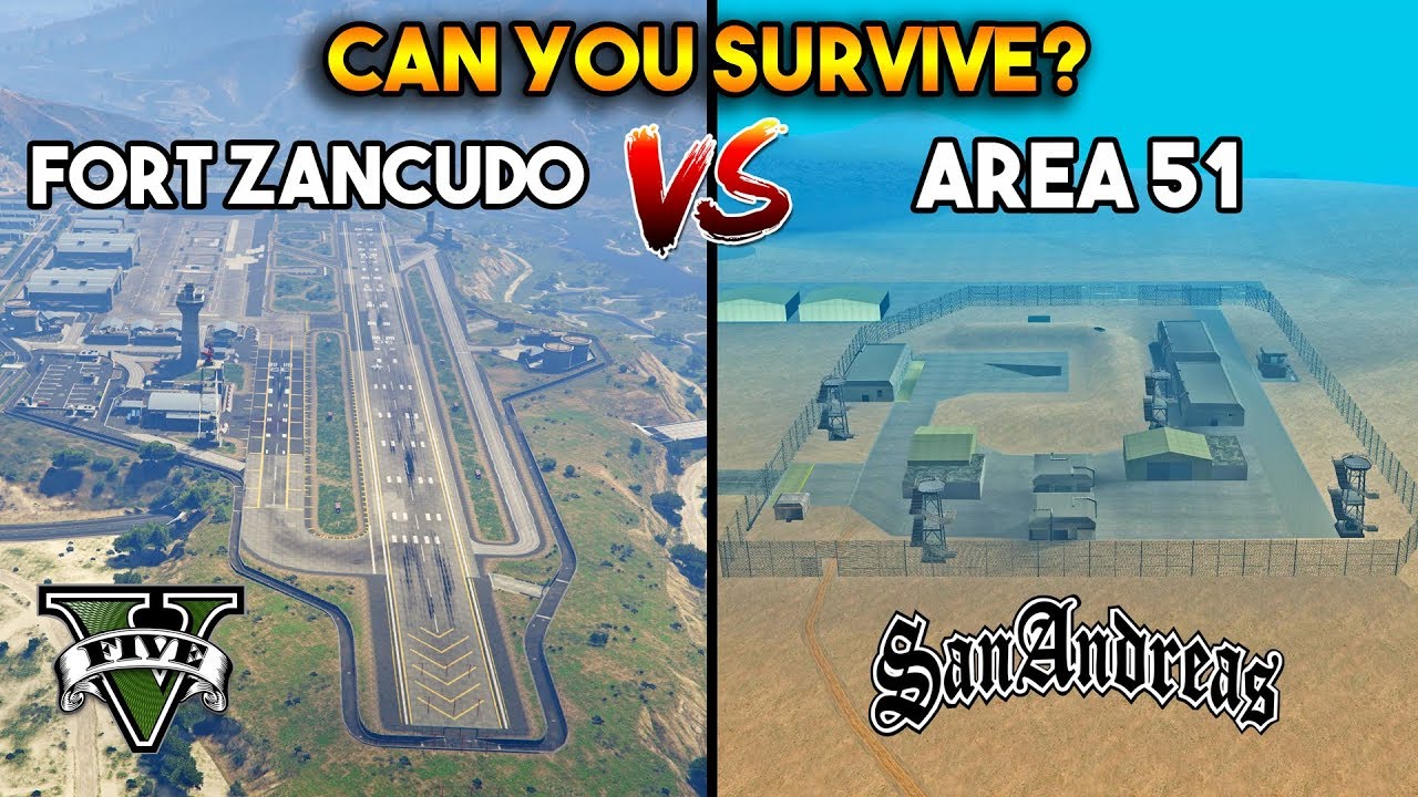 FORT ZANCUDO VS AREA 51 : CAN YOU SURVIVE? (GTA 5 VS GTA SAN ANDREAS)
