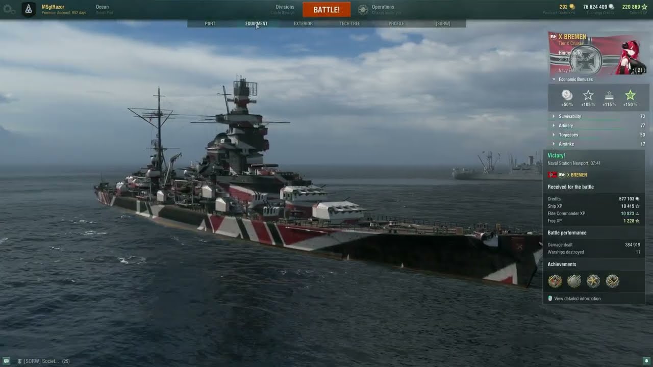 WoWs Operations Gameplay #7 Bremen (15.1 update)