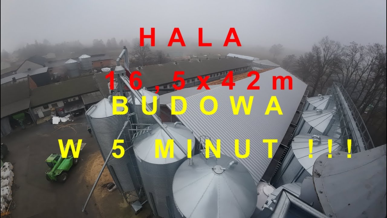 Budowa rolniczej hali magazynowej 16,5 x 42m  w 5 minut !!!