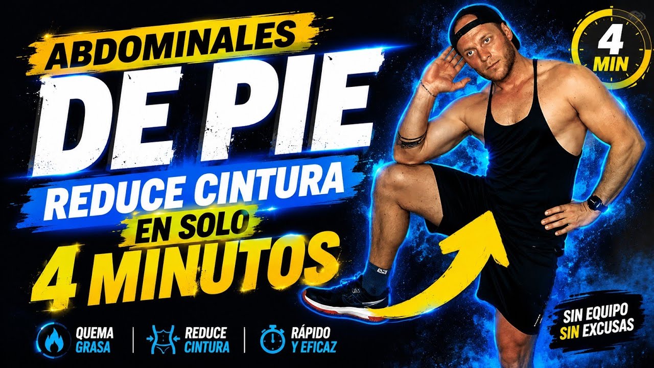 TABATA ABDOMINALES DE PIE 4 MINUTOS 🔥 Reducir Cintura y Aplanar Abdomen en Casa