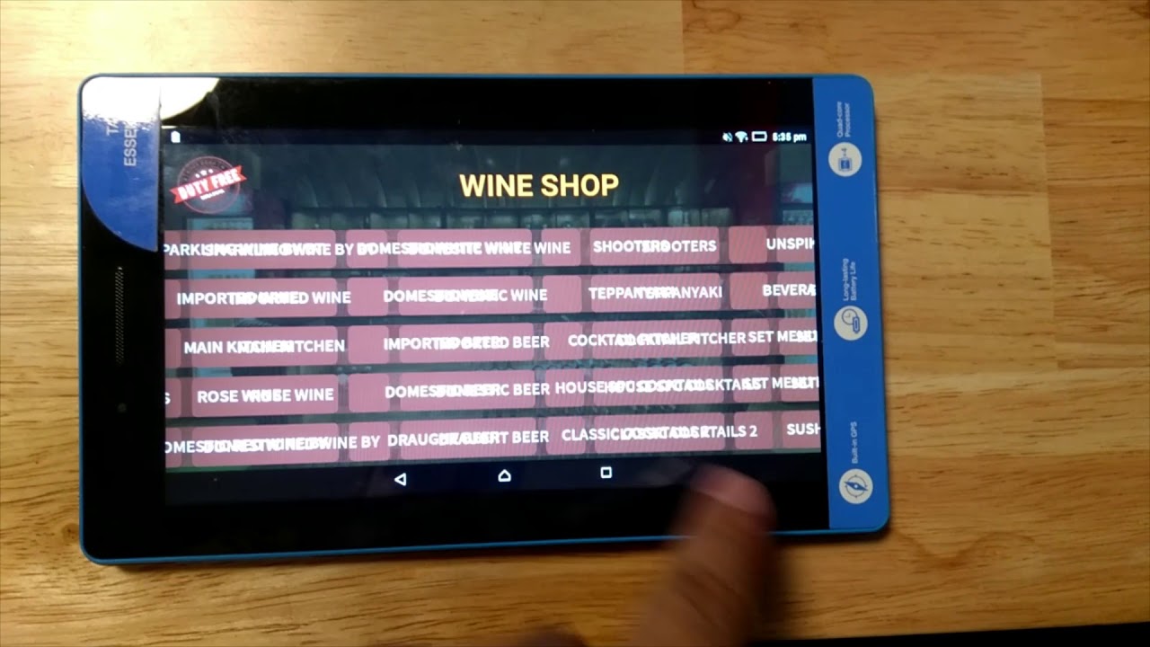 Digital Menu on Android Tablet for Restaurant Staff