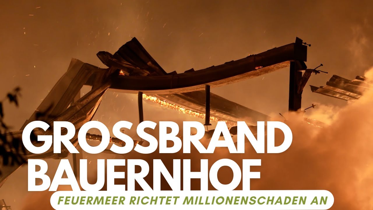 Großbrand auf Bauernhof - Feuermeer richtet Millionenschaden an - Feuerwehr rettet 100 Rinder
