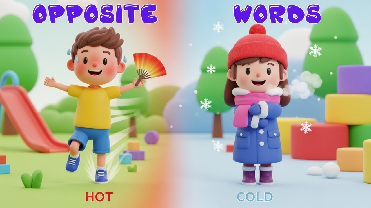 Opposites for Kids | Fun Learning Video with Action Words and Pictures!