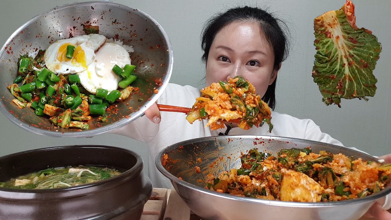 요리먹방:) 이런 유행은 언제나 환영💕 요새 엄청 핫한 🔥봄동 비빔밥🔥 달래 된장찌개 폭풍흡입 먹방 mukbang