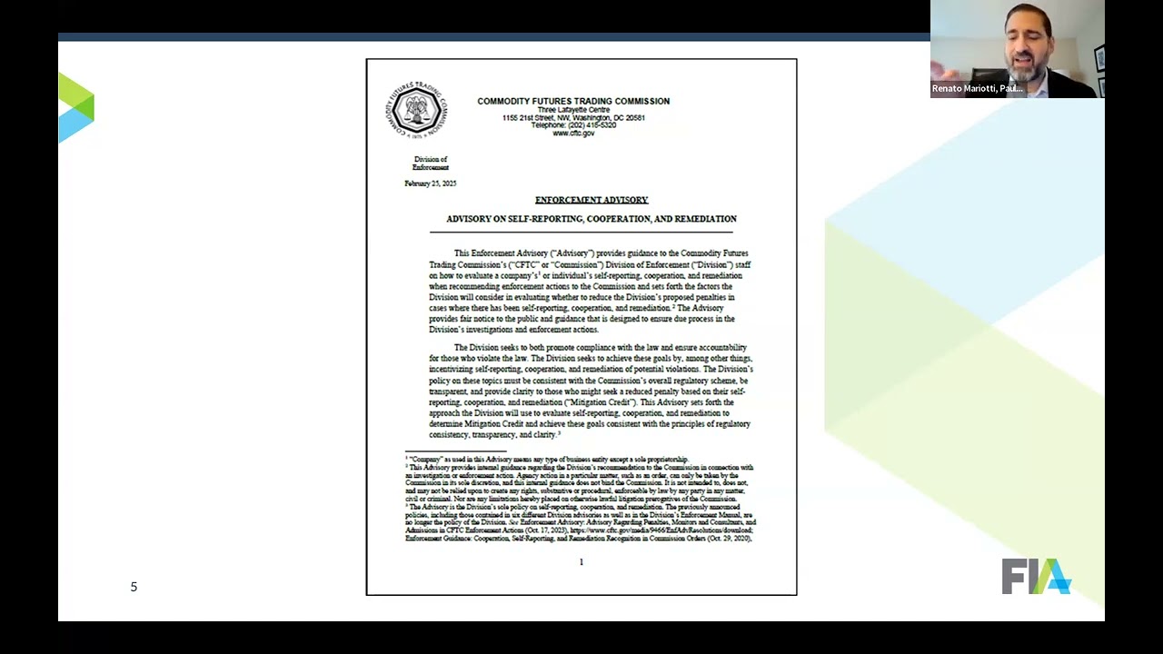 CFTC Self-Reporting, Cooperation, and Remediation Advisory: A Game-Changer