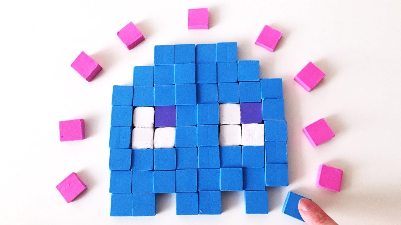 Retro Game Pacman Sand Art DIY Kinetic Sand Mad Matter Play-Doh Sand Clay Recipe - CLAY ART TV