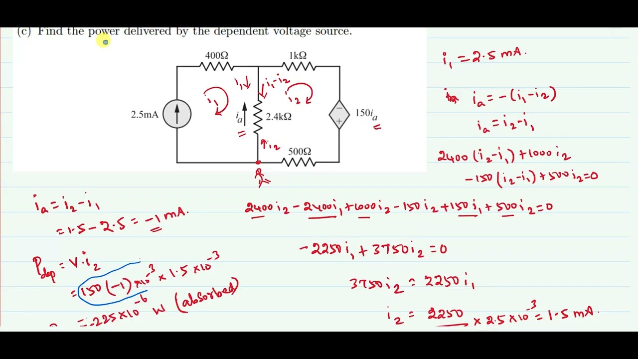 38. Mesh analysis for the circuits involving dependent sources