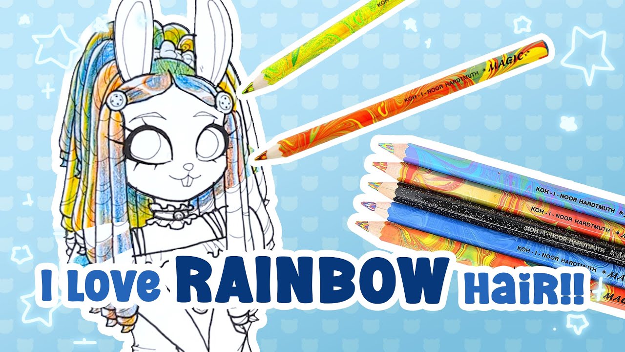 Drawing Rainbow Hair ~ Koh - I - Noor Magic Coloured Pencils (AGAIN)