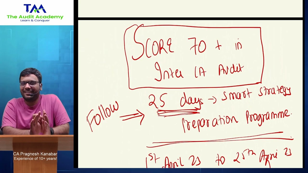25 days Smart Strategy for CA Inter Audit to Score 70 plus | CA Pragnesh Kanabar