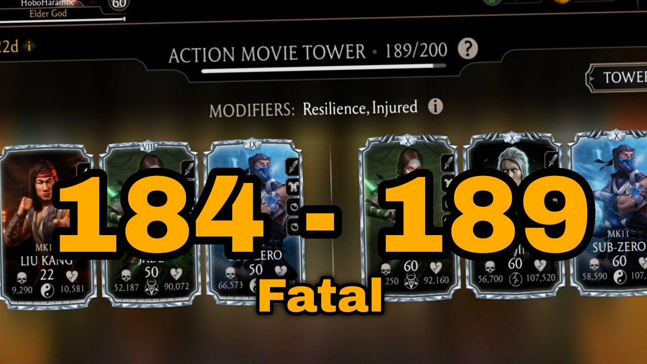 FATAL ACTION MOVIE TOWER Completed! Battles 184-189 (MK Mobile)
