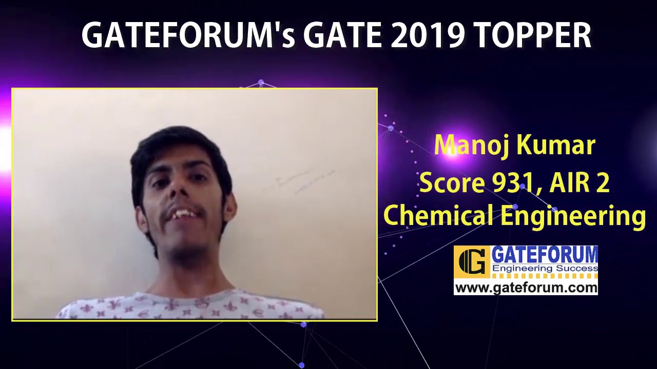 GATE 2019 Topper | Manoj Kumar | GATEFORUM STUDENT | Topper Testimonial