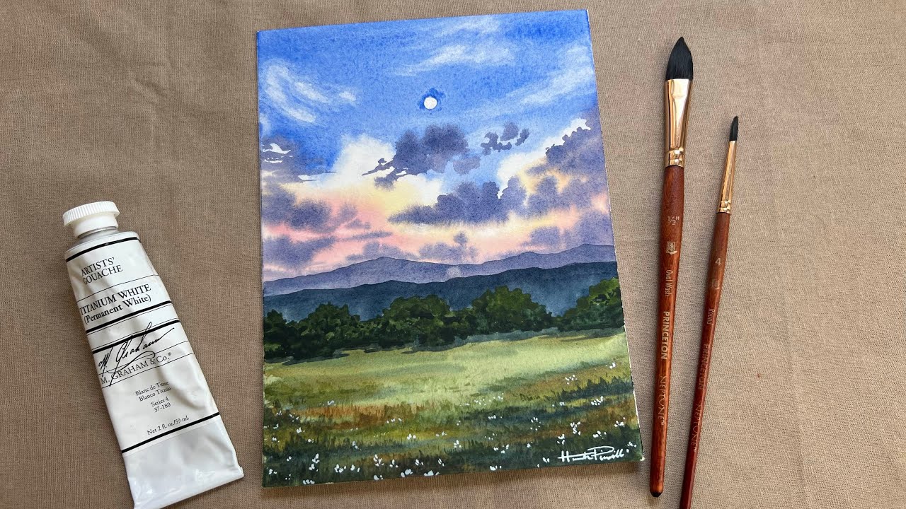 Paint n sip #94 | Real-time watercolor landscape tutorial
