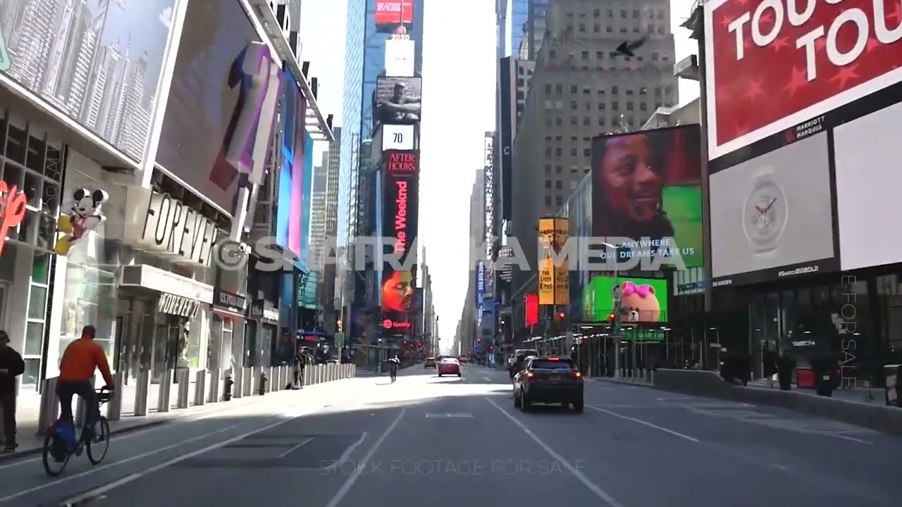 Driving Empty Midtown Streets NYC COVID Lockdown April 2020 Stock Footage