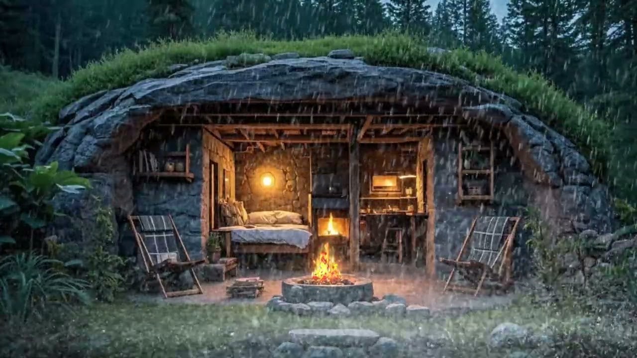 💧Serene Rainfall in a Hidden Cave House | Calm & Soothing Sounds for Deep Relaxation. cavehome #asmr