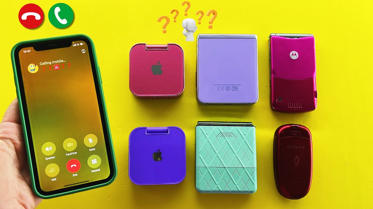 iPhone Calling On i16 Pro + i17 Pro + Samsung Z Flip 3 & Samsung Flip 7 & X460 + Motorola Razr V3