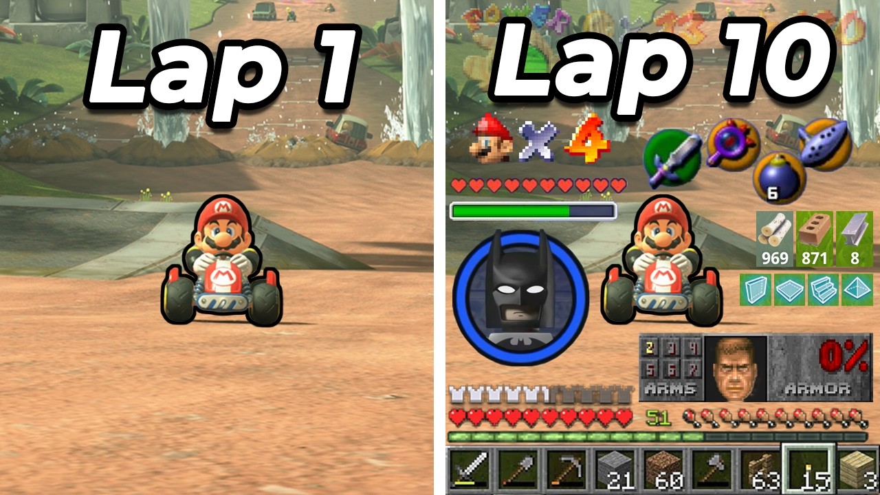 Mario Kart but Every Lap the Screen Gets Worse
