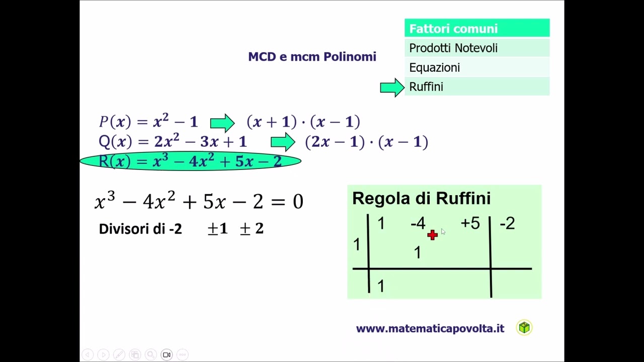 MCD e mcm tra Polinomi (Parte III : scomposizioni anche con Ruffini)