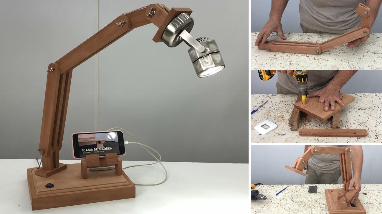 Velador Articulado de Madera Muy Bonito y Fácil  de Hacer - Tutorial de Carpintería