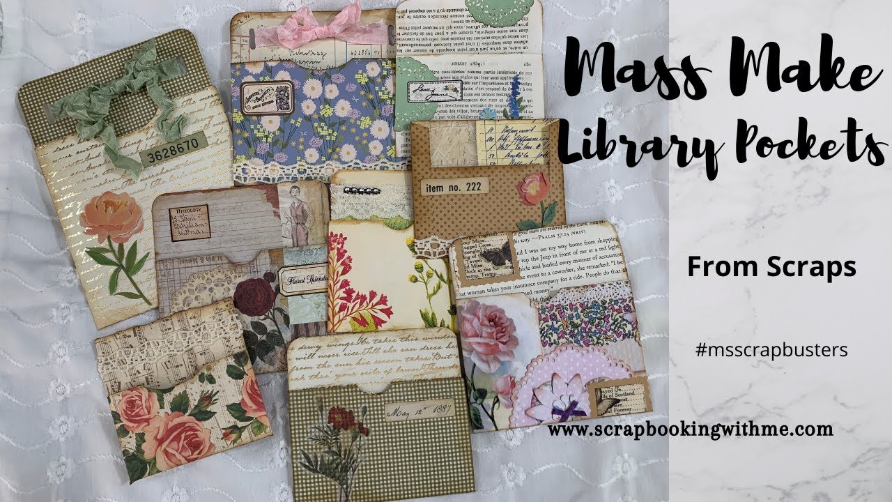 MASS MAKING LIBRARY POCKETS FROM SCRAPS ~ #msscrapbusters