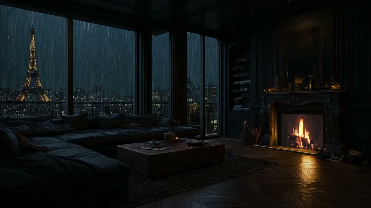 (No Ads)☔Rainy Night in a Luxury NYC Apartment with City Lights for Deep Sleep & Relaxation