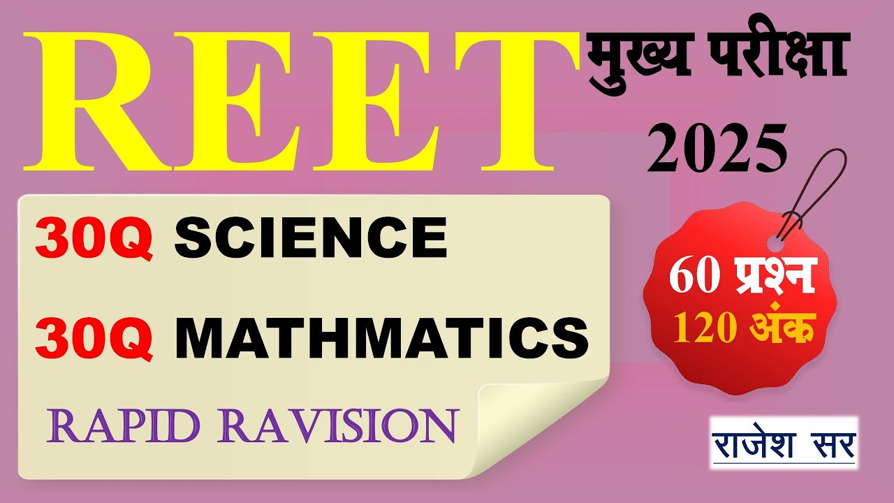 REET Mains 2025 level 2 Science Math important Questions
