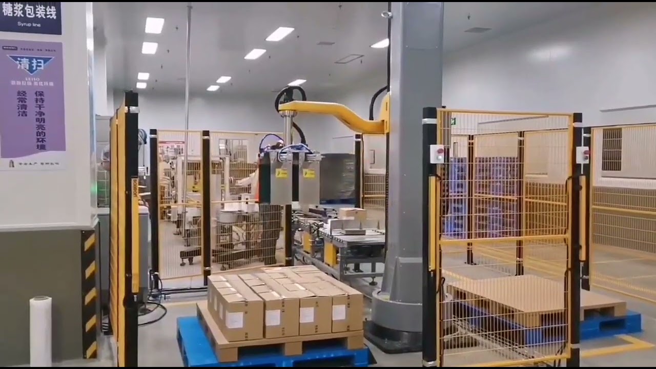 Single Column Palletizer with Grab Grippers #palletizer #palletizing #gripper #grippers