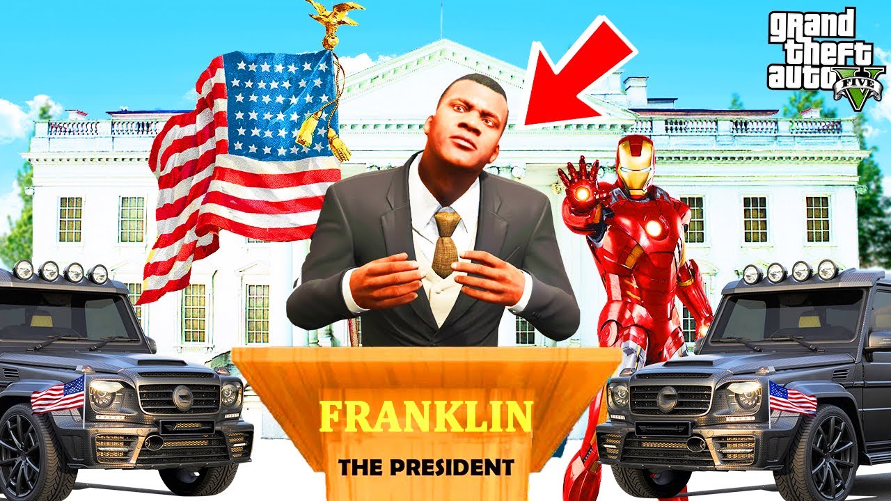 GTA 5 : FRANKLIN BECOME THE PRESIDENT in GTA 5 | SHINCHAN and CHOP