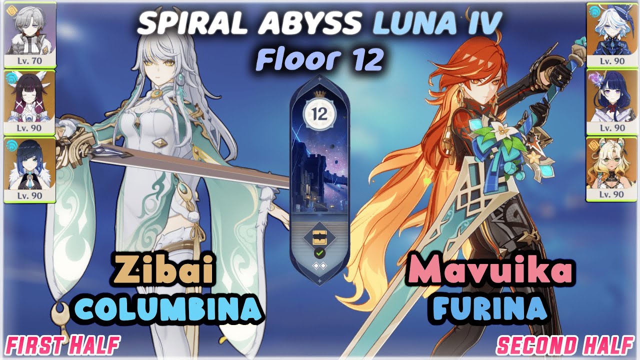 C0 Zibai Columbina & C0 Mavuika Furina / Luna IV Spiral Abyss (Floor 12) 9 Stars / Genshin Impact