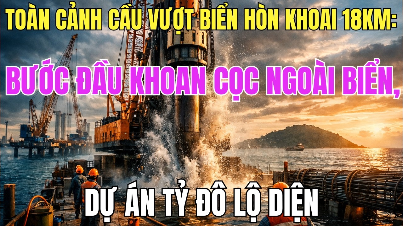 Toàn Cảnh Cầu Vượt Biển Hòn Khoai 18km: Bước Đầu Khoan Cọc Ngoài Biển, Dự Án Tỷ Đô Lộ Diện