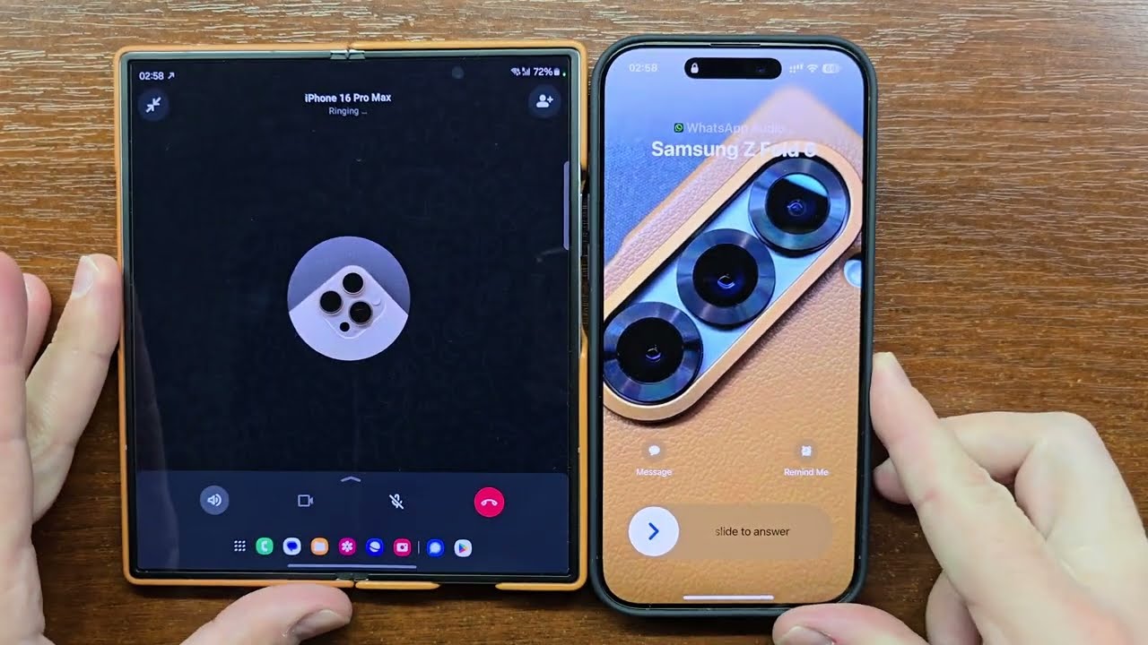 iPhone 16 Pro Max Cellular & WhatsApp Incoming Call in Apple Silicone Case with MagSafe + Z Fold 6