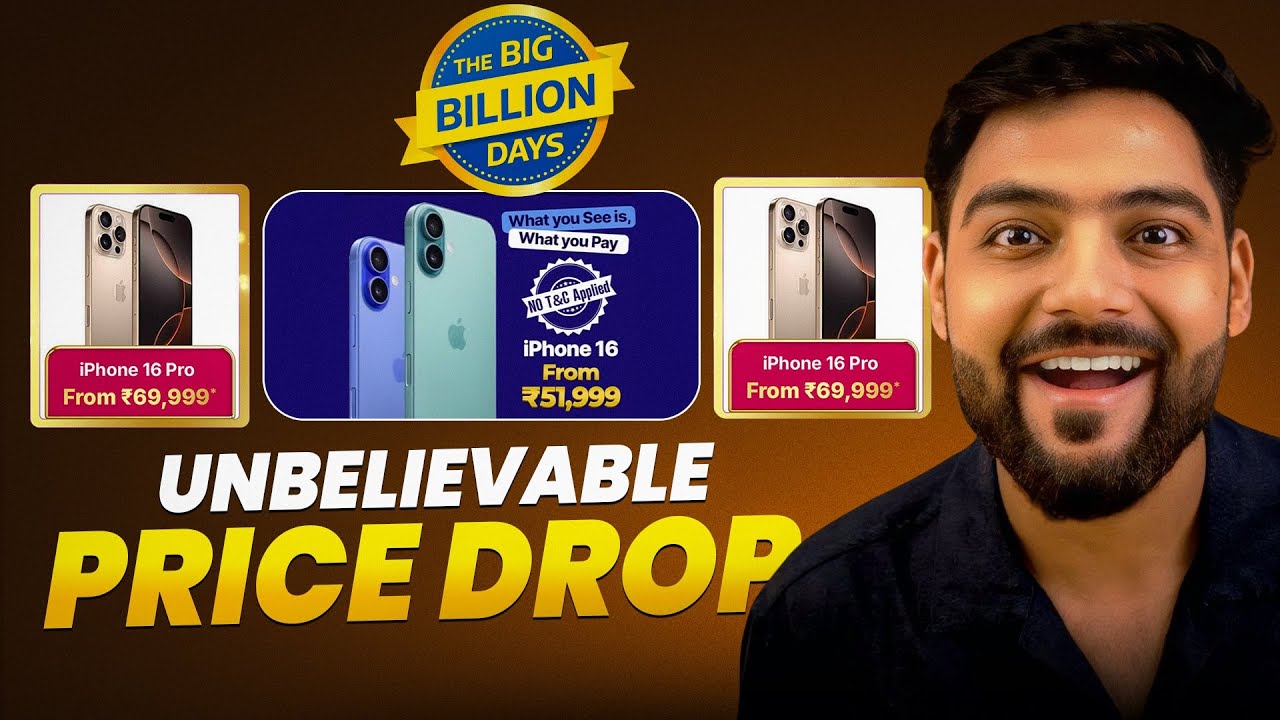 Biggest iPhone 16 Price Drop Ever 😍 iPhone 16 Pro ₹70K, iPhone 16 ₹50K | Flipkart Big Billion Days 🔥
