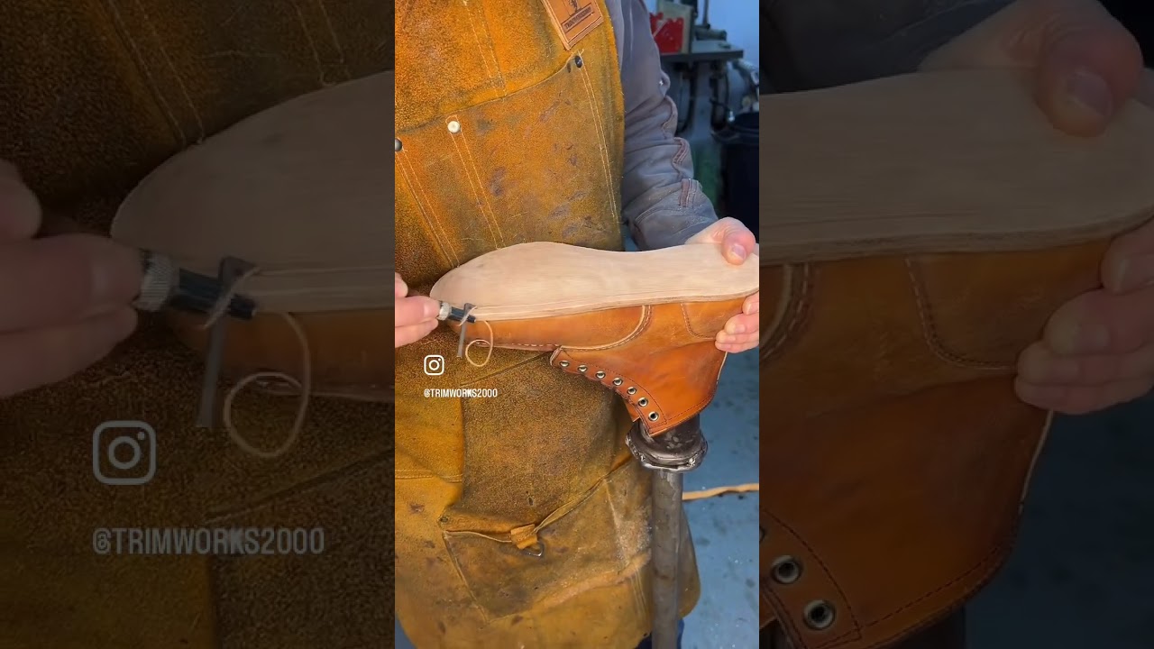 Red wing 875 getting our stacked sole package with a beige wedge and vibram skull units! #redwing