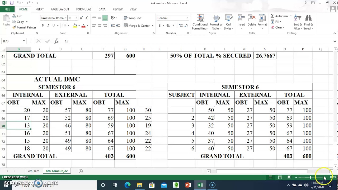 COMPUTATION OF MARKS FOR UG/PG CANDIDATES OF K.U. KURUKSHETRA