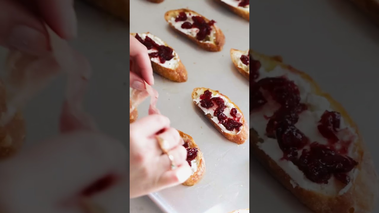 Cobram Estate Prosciutto Crostini with Arugula & Champagne Cranberry Jam x Curtis Stone Recipe