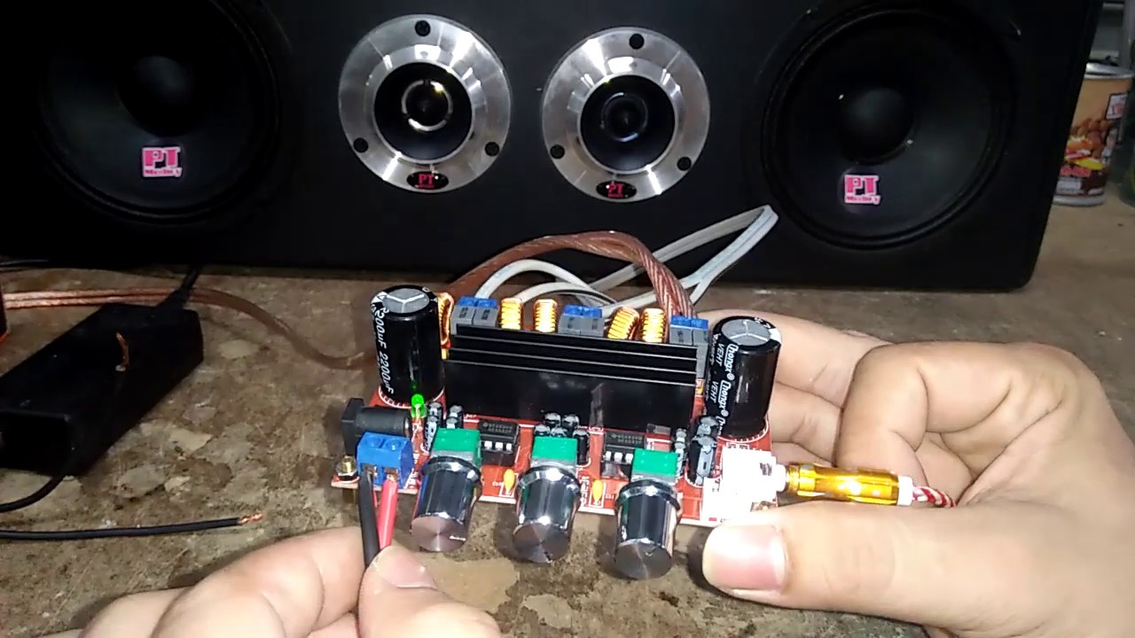 รีวิวการต่อ  แอมป์จิ๋ว 200 วัตต์ 2.1 CH แยกซัพ  by แอมป์จิ๋ว PT modify & ED DIY