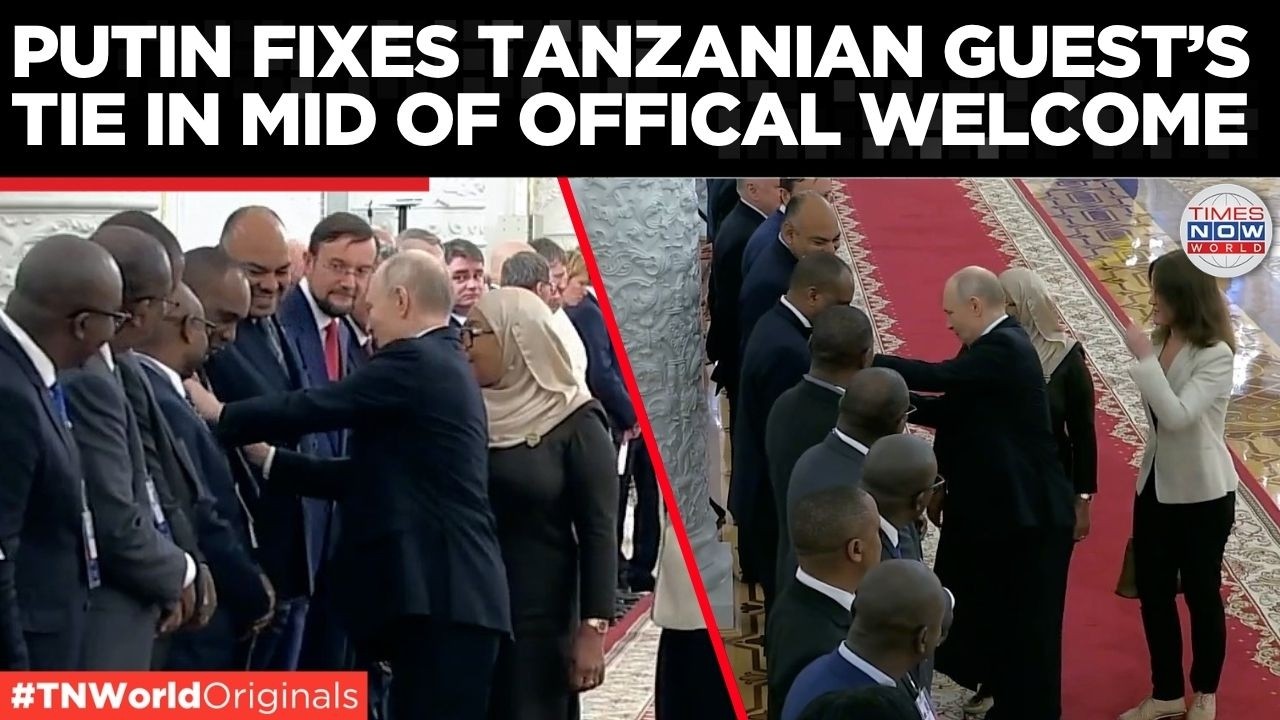 WATCH: Putin Stops Mid-Handshake, Fixes Delegate's Outfit In Front Of Cameras | Times Now World
