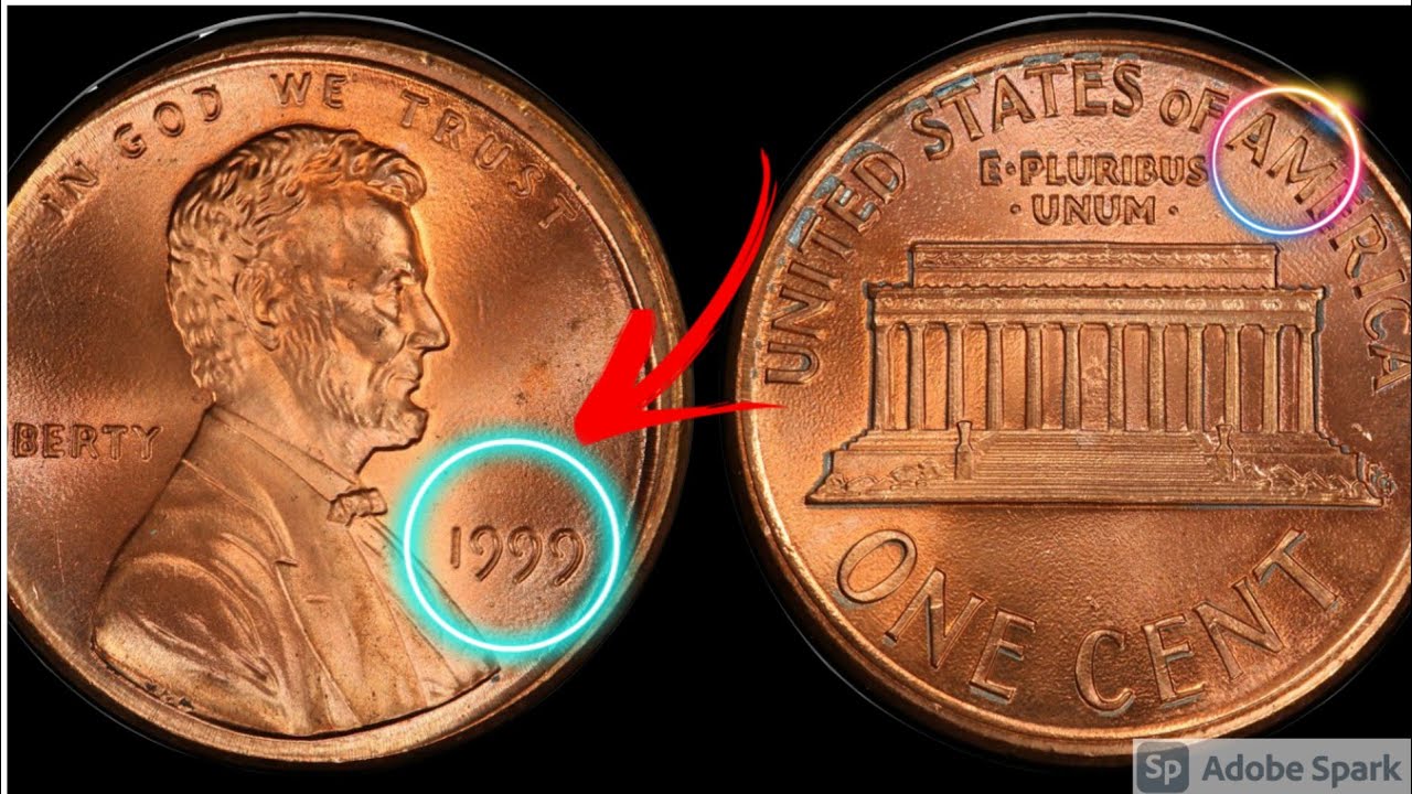 $100,000 Penny! 1999 Lincoln Memorial Cent : Wide AM