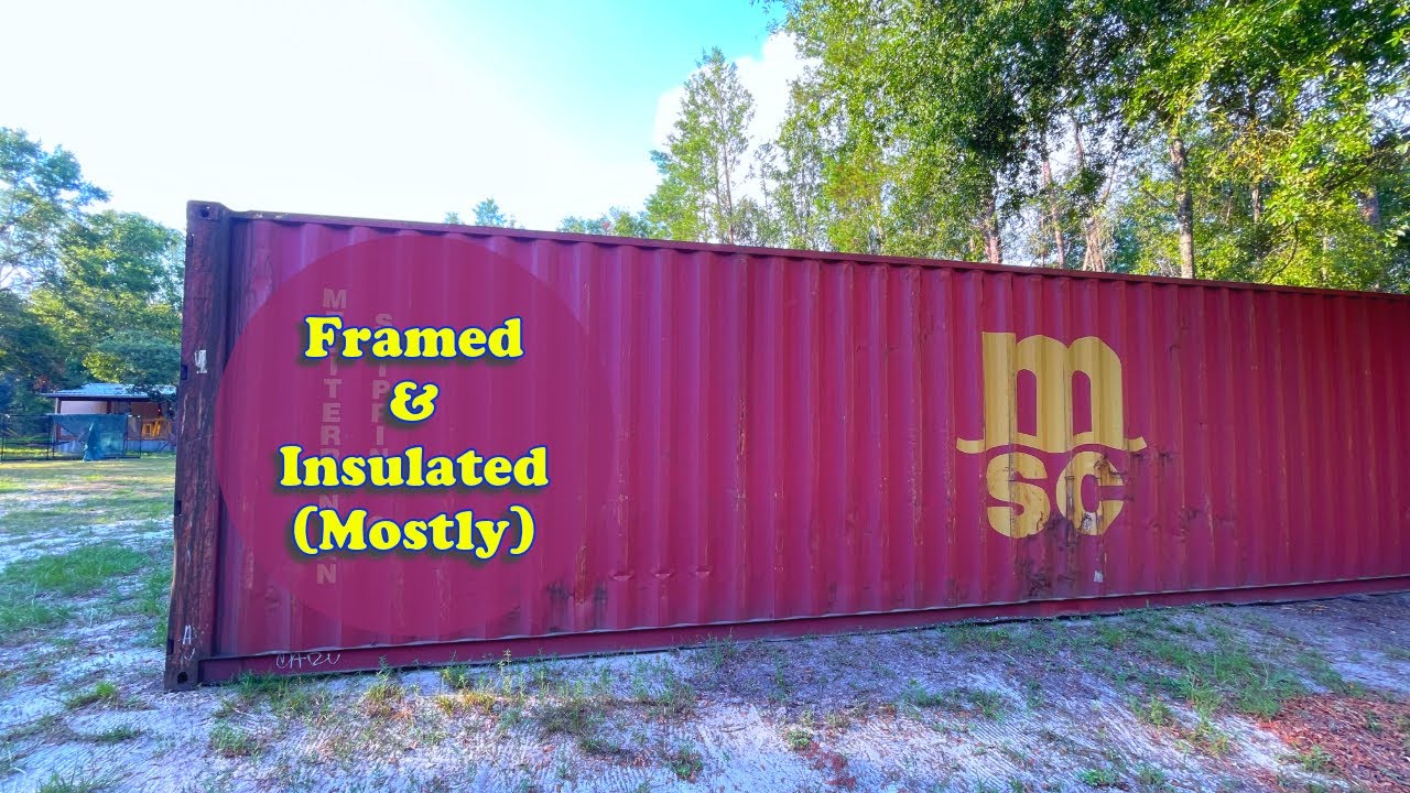 Frame and insulating USED Shipping Container workshop Part 2 DIY