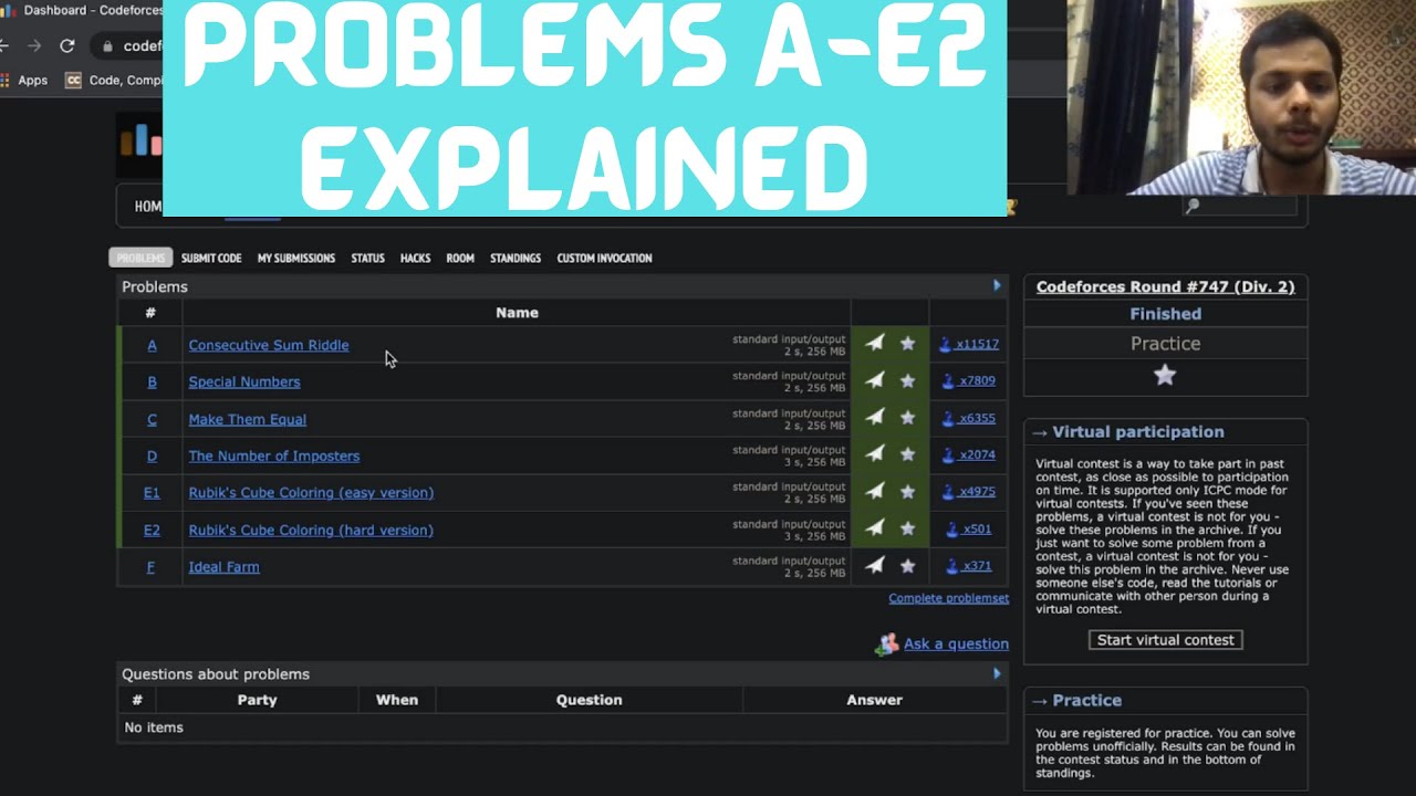 Codeforces Round 747 Solutions || Problems A,B,C,D,E1 and E2