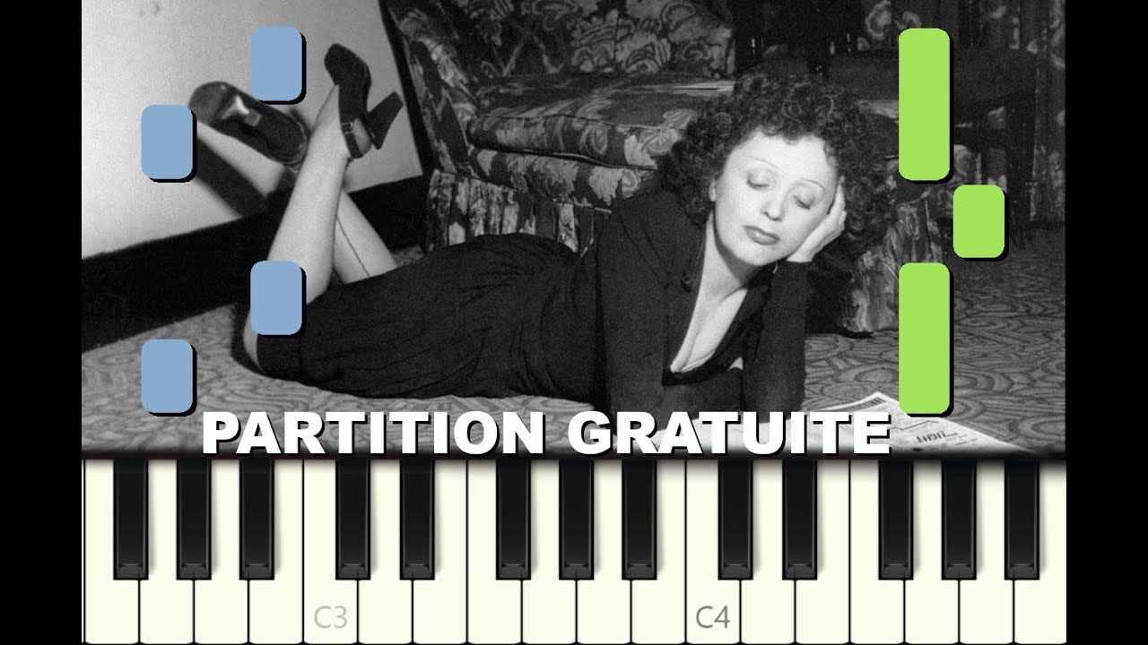 MON DIEU, Edith Piaf, Piano tutorial avec Partition Gratuite (pdf)