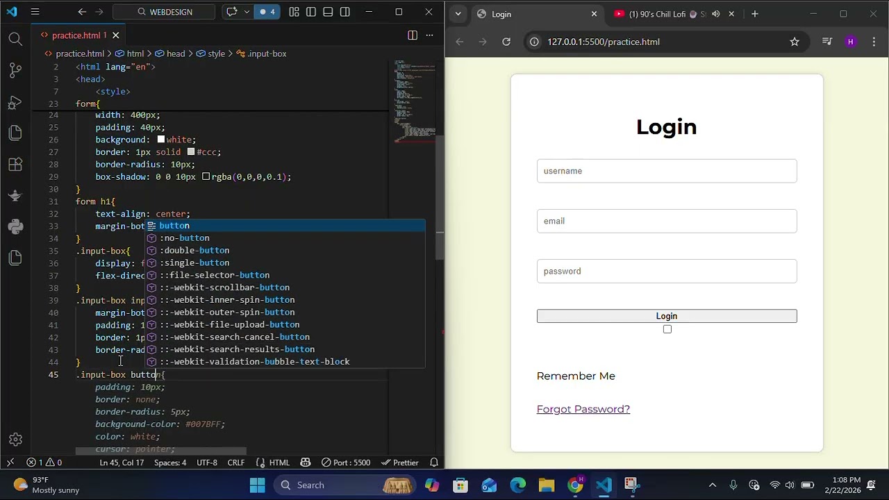 Login page Html css