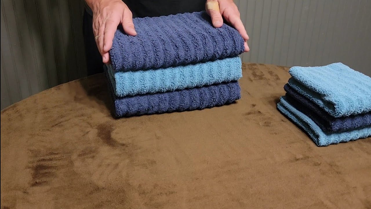 Asmr, Towel folding with soft touching and smoothing.