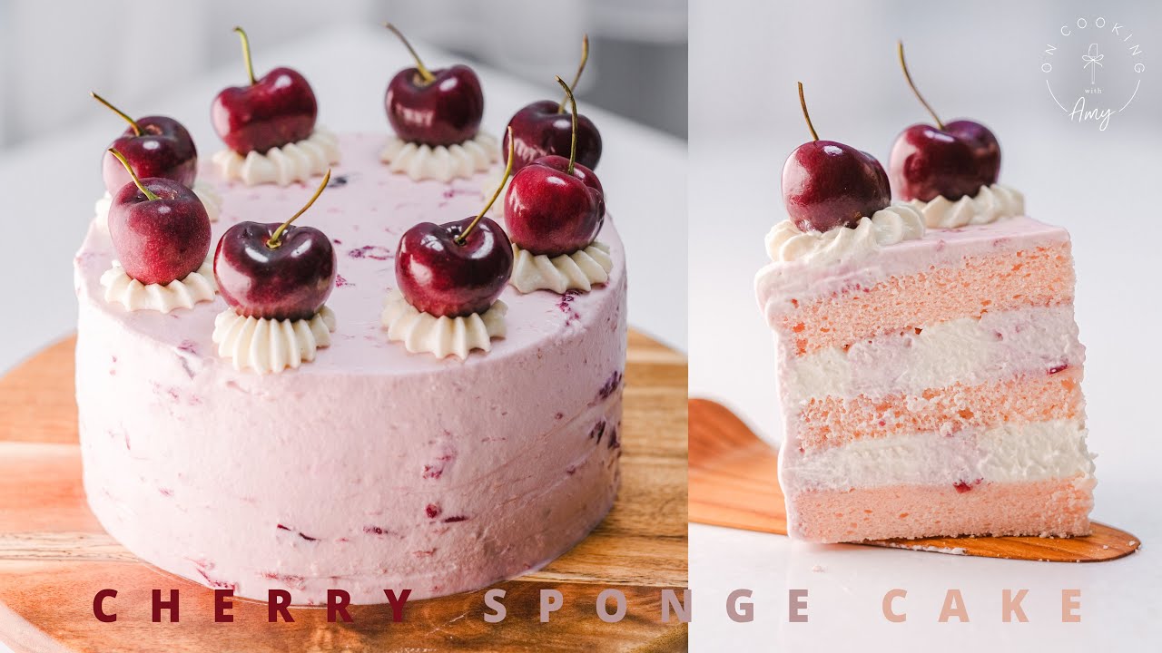 櫻桃蛋糕 : Cherry Sponge Cake recipe ASMR