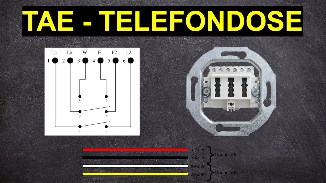 Telefondose anschließen - TAE Dose montieren - Kabeltyp, Farbcode und Anschluss - Internet DSL